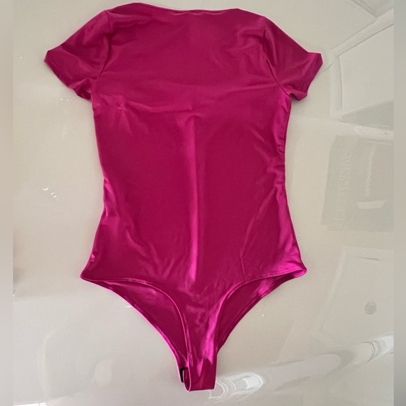 Pink Square Neck Bodysuit - Picture 2 of 4